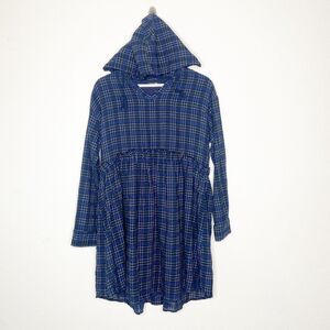 Papermoon Window Pane Plaid Hooded Tunic Dress Sz S NWT